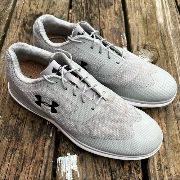 Under Armour UA Tour Tips Knit SL Golf Cleats Spikes Men’s Light Grey Size 9.5 - Picture 2 of 11